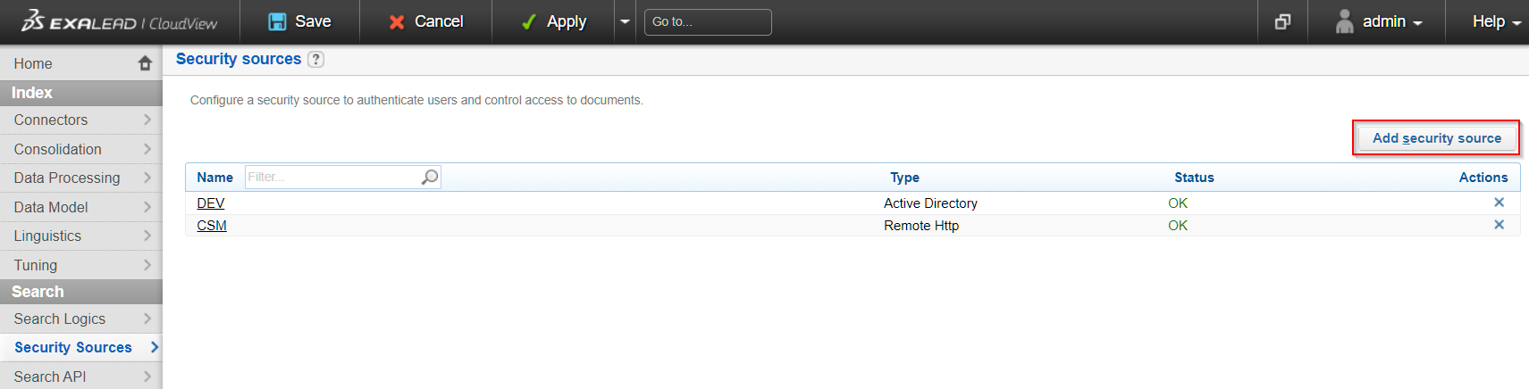 cloudview setup security add