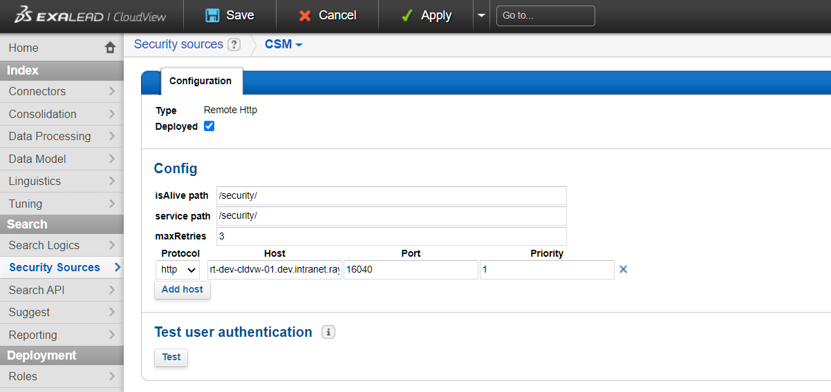 cloudview setup security adv config